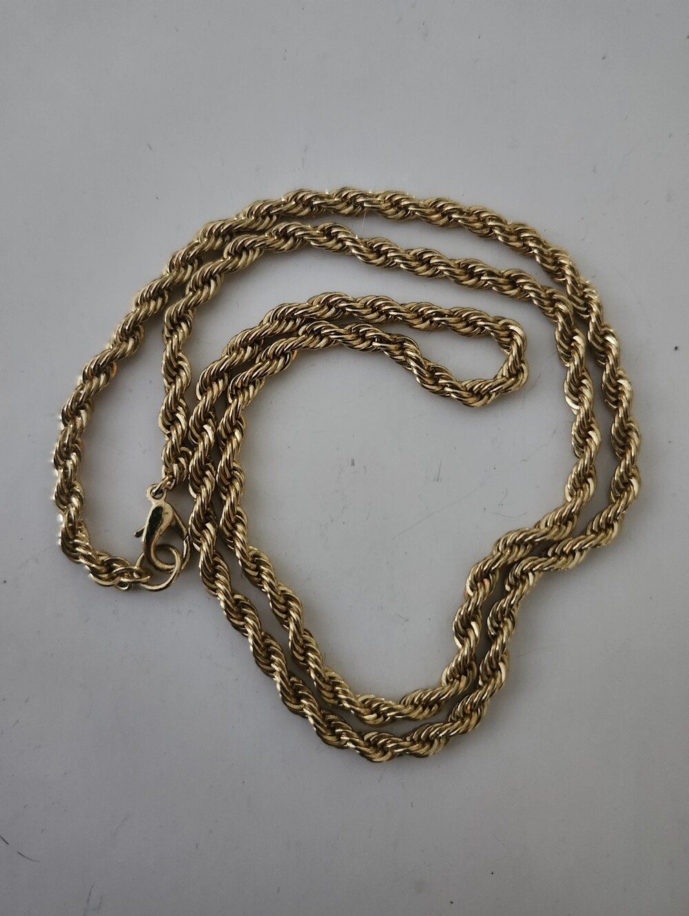 Classic Gold Tone Rope Chain Necklace - 24 Inches